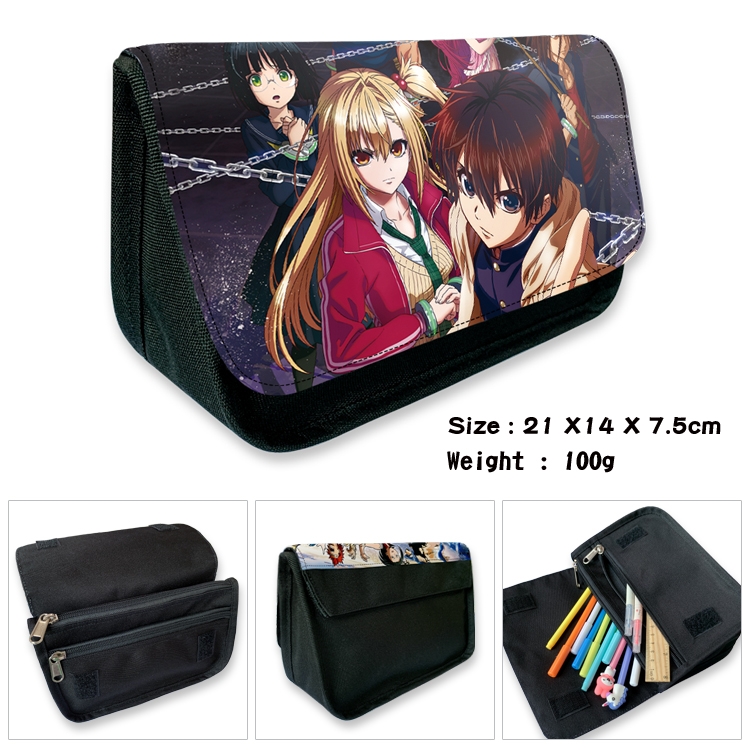 Meet for 5 seconds to start fighting  Velcro canvas zipper pencil case Pencil Bag 21×14×7.5cm