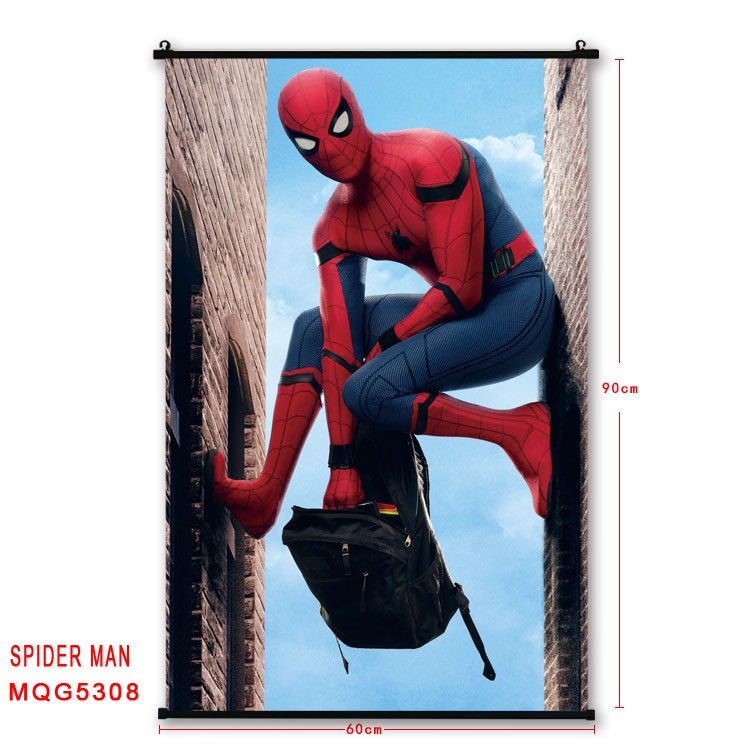 Spiderman black Plastic rod Cloth painting Wall Scroll 60X90CM  MQG-5308