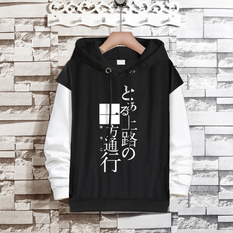 Accelerator Anime fake two-piece thick hooded sweater from S to 3XL