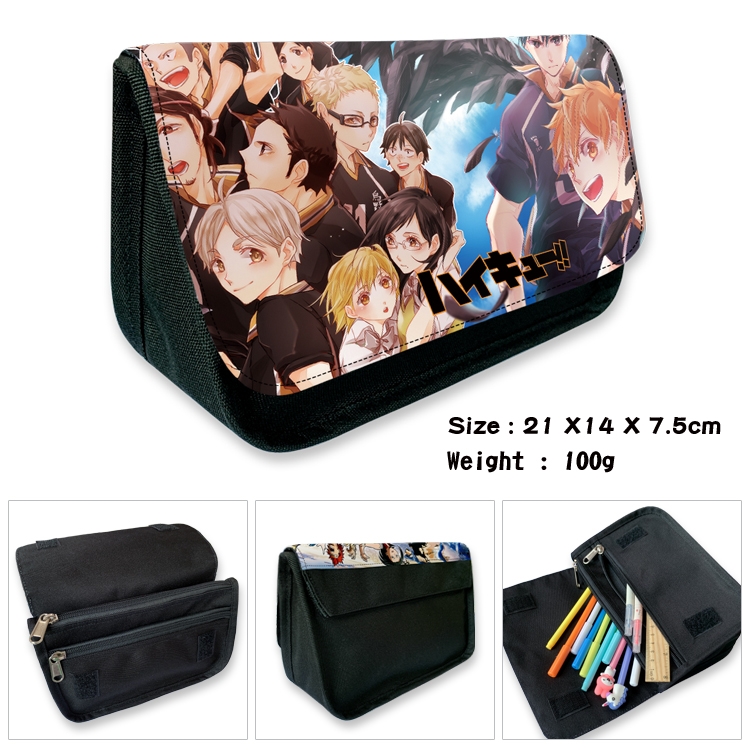 Haikyuu!! Velcro canvas zipper pencil case Pencil Bag 21×14×7.5cm