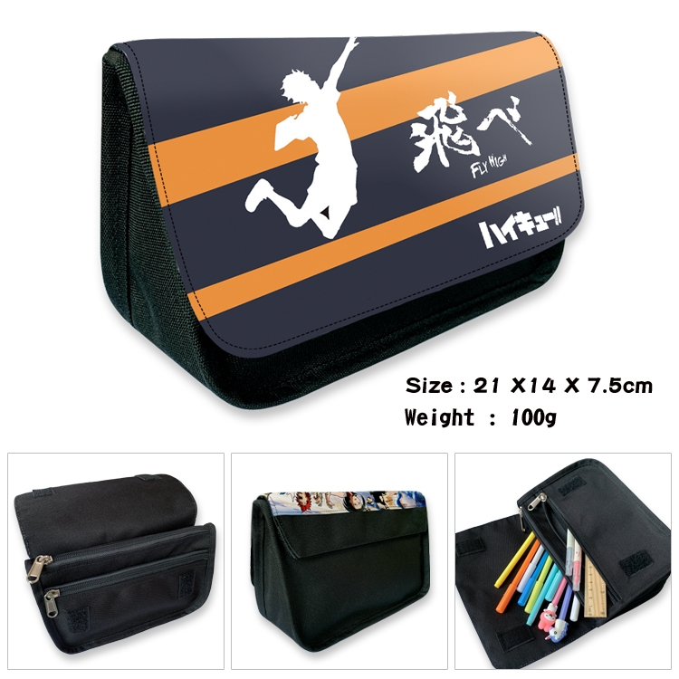 Haikyuu!! Velcro canvas zipper pencil case Pencil Bag 21×14×7.5cm
