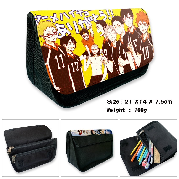 Haikyuu!! Velcro canvas zipper pencil case Pencil Bag 21×14×7.5cm