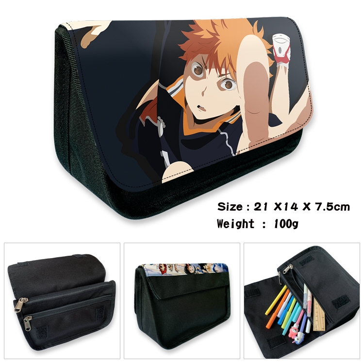 Haikyuu!! Velcro canvas zipper pencil case Pencil Bag 21×14×7.5cm