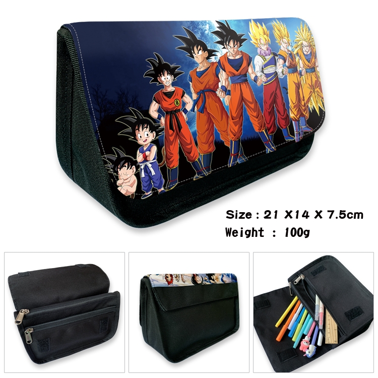 DRAGON BALL Velcro canvas zipper pencil case Pencil Bag 21×14×7.5cm