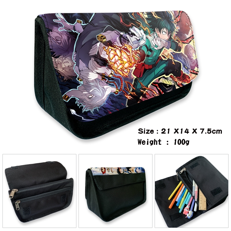 My Hero Academia Velcro canvas zipper pencil case Pencil Bag 21×14×7.5cm