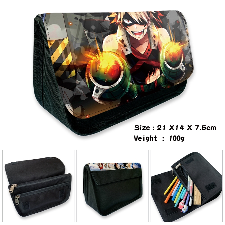 My Hero Academia Velcro canvas zipper pencil case Pencil Bag 21×14×7.5cm