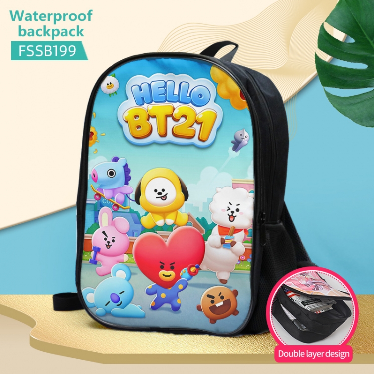 BT21  double-layer waterproof schoolbag about 40×30×17cm