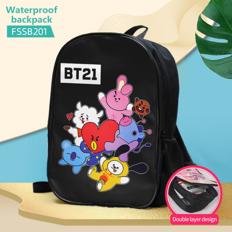 BT21  double-layer waterproof schoolbag about 40×30×17cm FSSB201