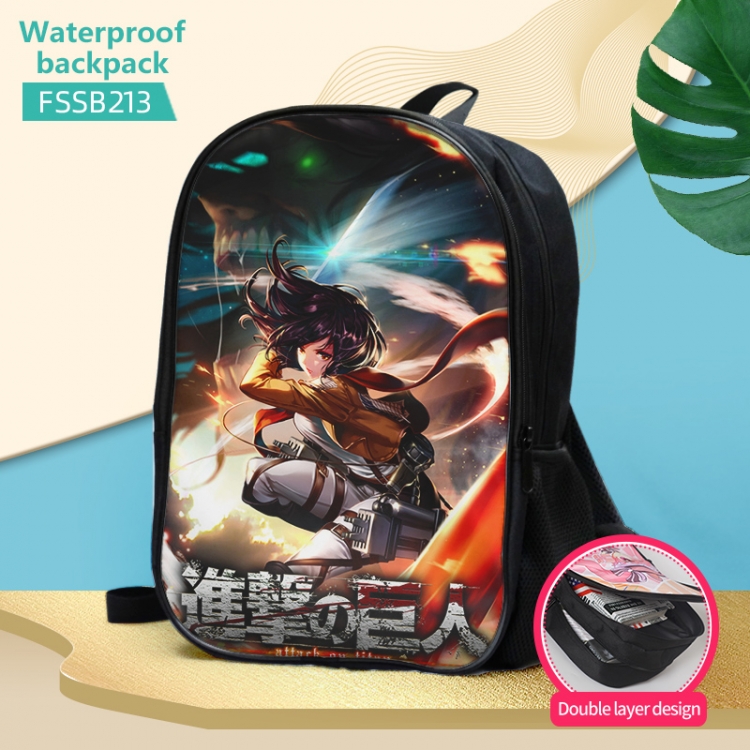 Shingeki no Kyojin Anime double-layer waterproof schoolbag about 40×30×17cm FSSB213
