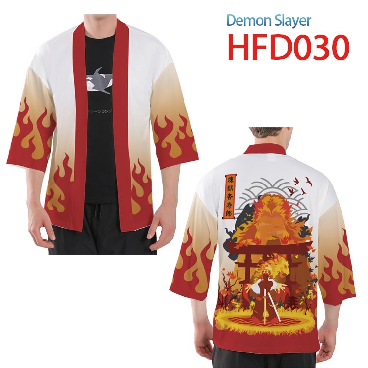 Demon Slayer Kimets Anime peripheral short full color kimono from S to 4XL  HFD-030