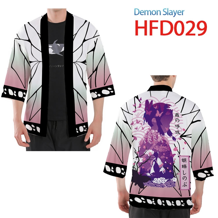 Demon Slayer Kimets Anime peripheral short full color kimono from S to 4XL  HFD-029