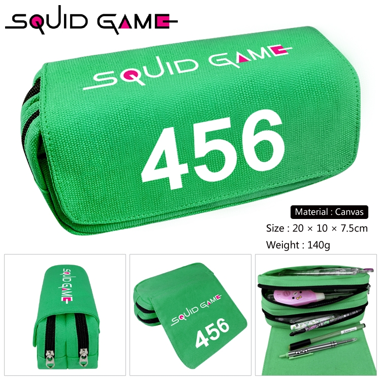 Squid Game Canvas double-layer zipper pencil case 20x10x7.5cm 140g