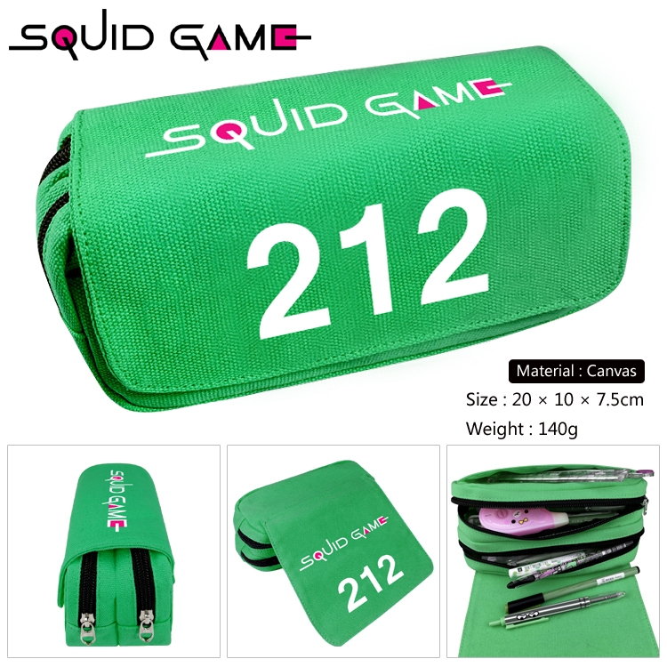 Squid Game Canvas double-layer zipper pencil case 20x10x7.5cm 140g