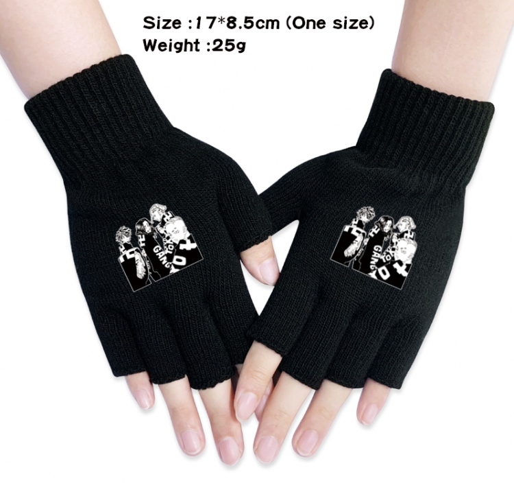 Tokyo Revengers Anime knitted half finger gloves 17X8.5CM