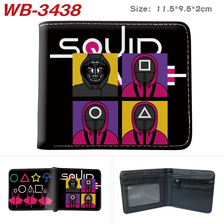 Squid Game color  two-fold leather wallet 11.5X9.5X2CM WB-3438A