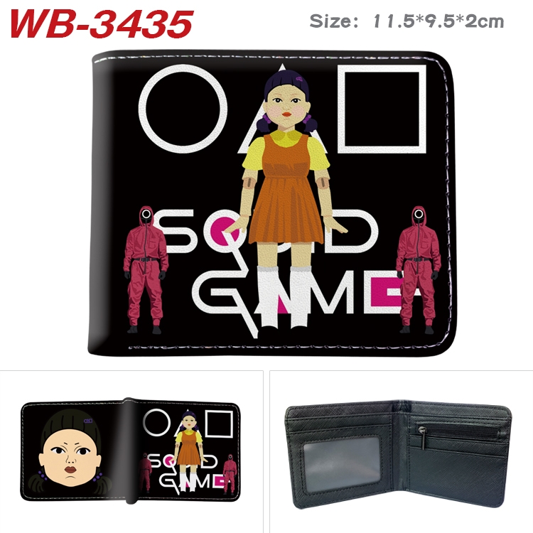 Squid Game color  two-fold leather wallet 11.5X9.5X2CM WB-3435A