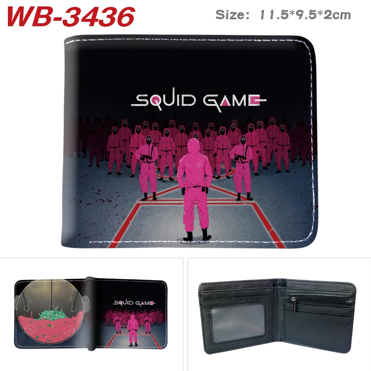 Squid Game color  two-fold leather wallet 11.5X9.5X2CM WB-3436A