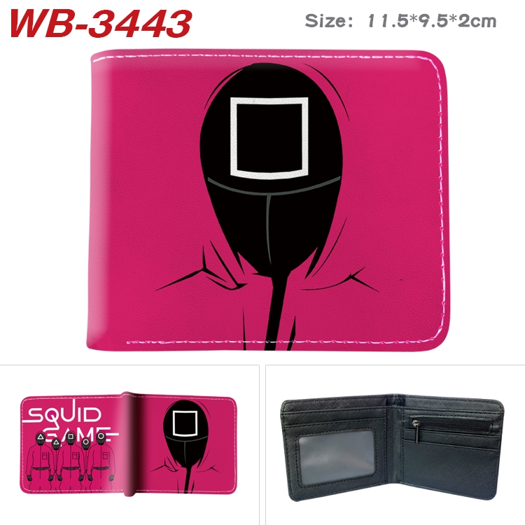 Squid Game color  two-fold leather wallet 11.5X9.5X2CM WB-3443A