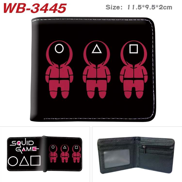 Squid Game color  two-fold leather wallet 11.5X9.5X2CM WB-3445A