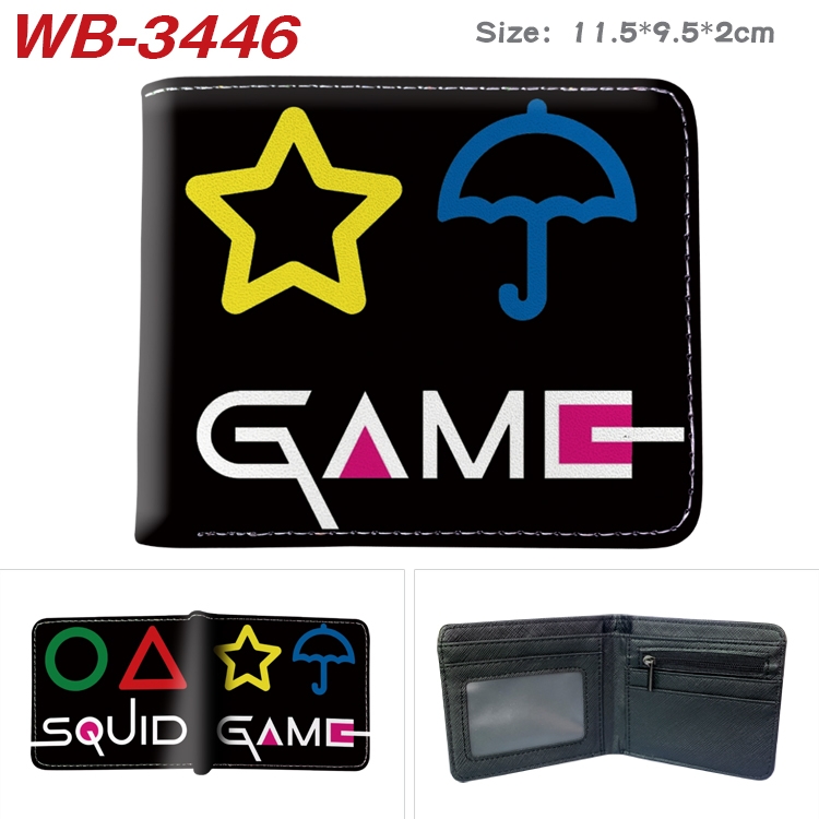 Squid Game color  two-fold leather wallet 11.5X9.5X2CM WB-3446A