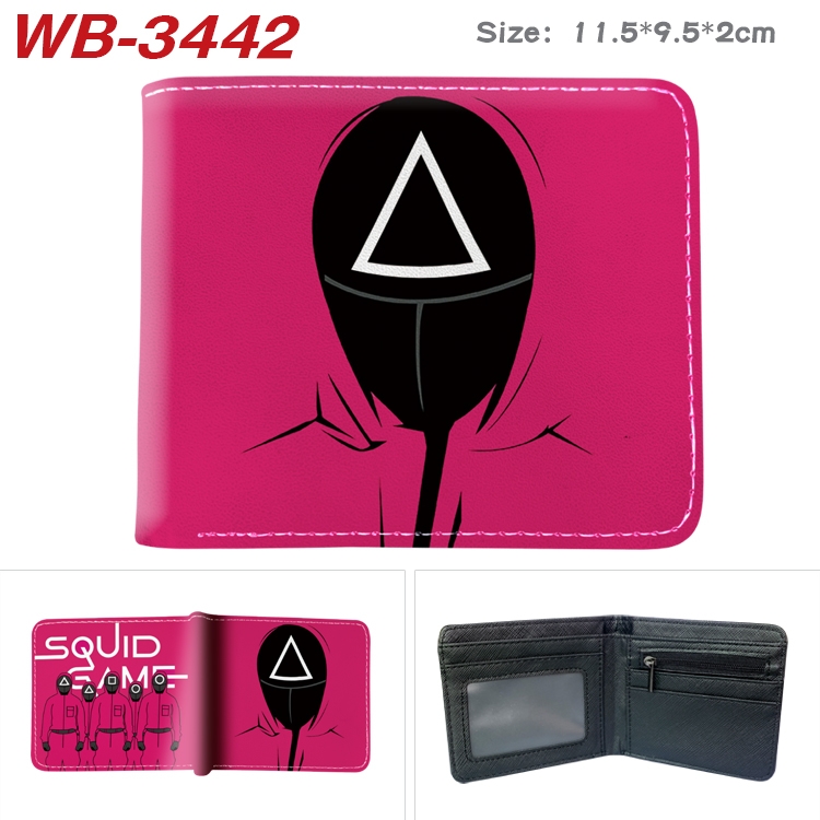 Squid Game color  two-fold leather wallet 11.5X9.5X2CM  WB-3442A