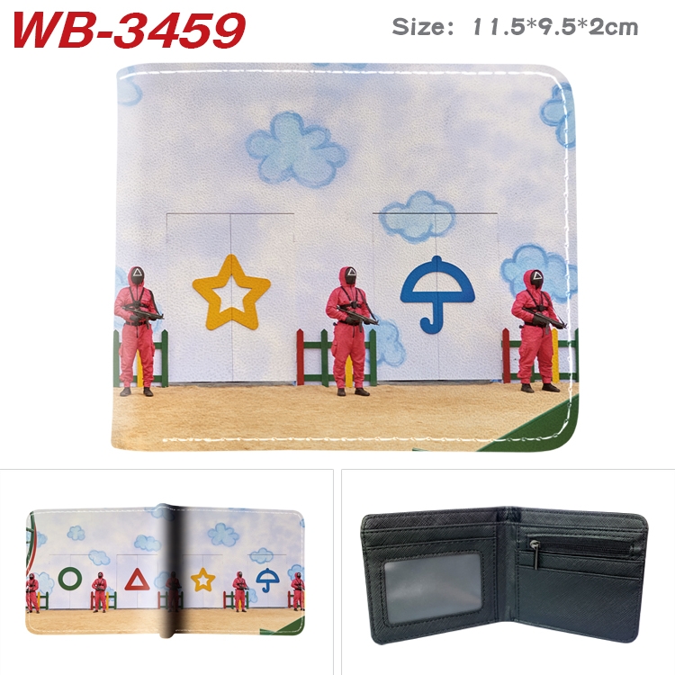 Squid Game color  two-fold leather wallet 11.5X9.5X2CM WB-3459A
