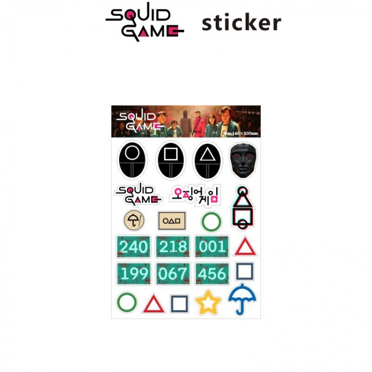 Squid Game Stickers for mobile phone luggage stickers price for 10 pcs  TZ007-2
