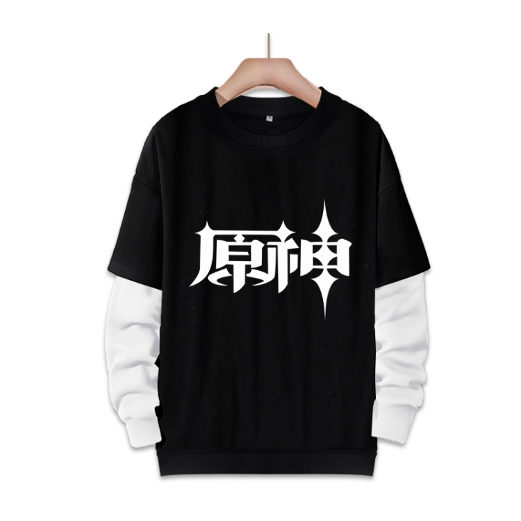 Genshin Impact   Anime fake two-piece thick round neck sweater from S to 3XL