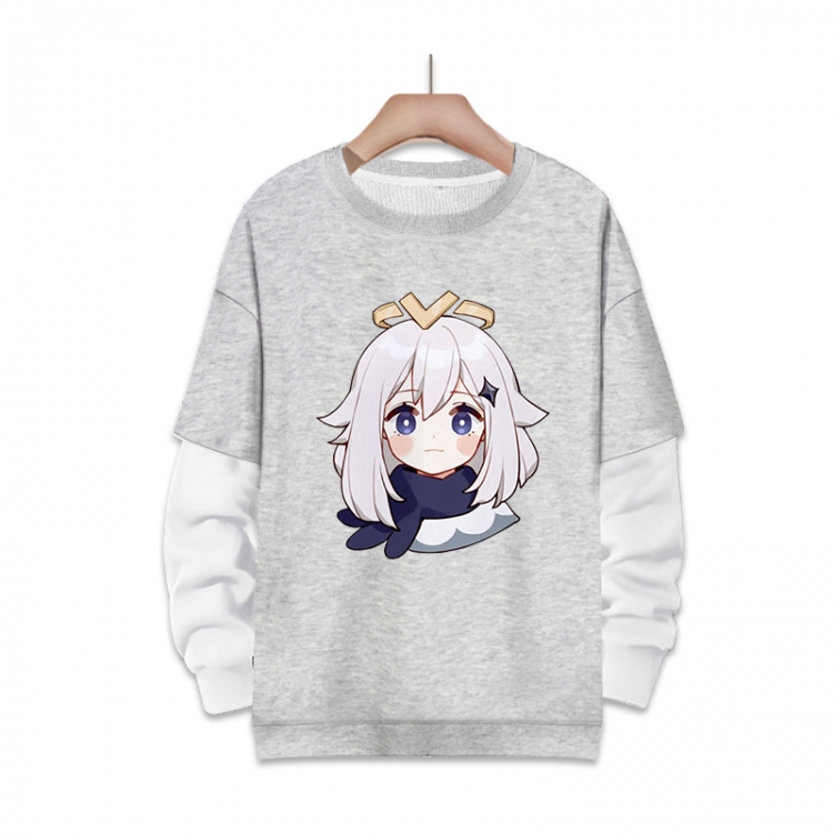 Genshin Impact   Anime fake two-piece thick round neck sweater from S to 3XL