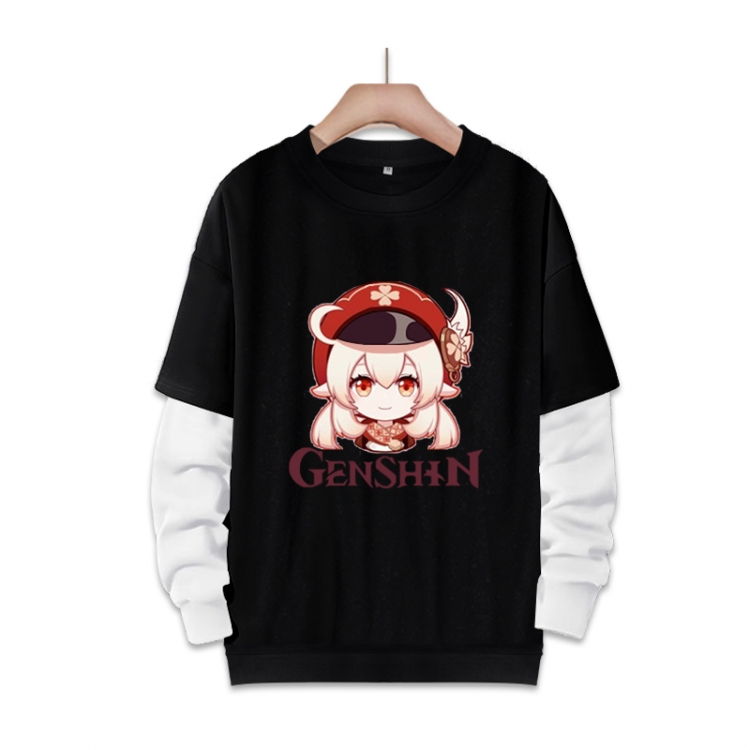 Genshin Impact   Anime fake two-piece thick round neck sweater from S to 3XL