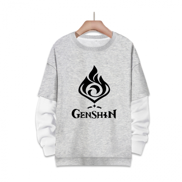 Genshin Impact   Anime fake two-piece thick round neck sweater from S to 3XL