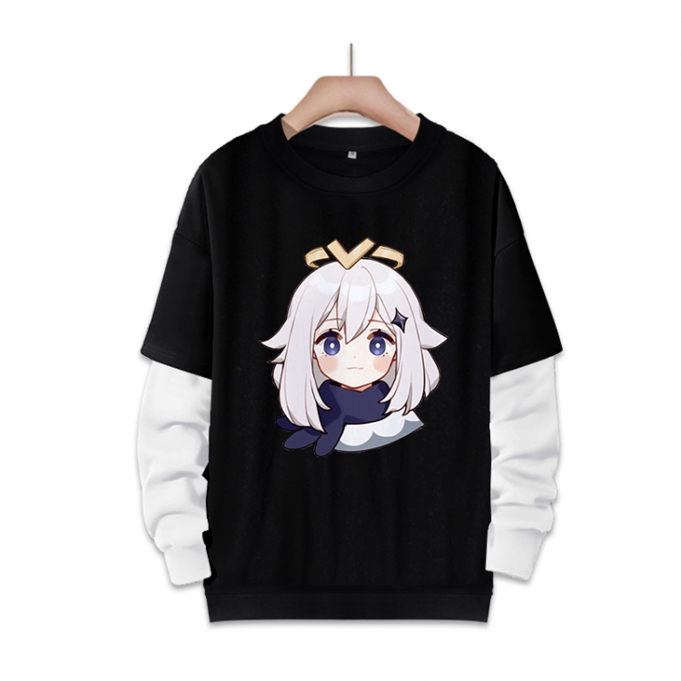 Genshin Impact   Anime fake two-piece thick round neck sweater from S to 3XL