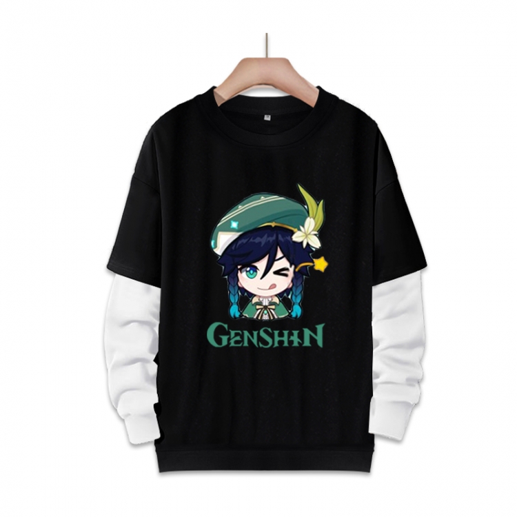 Genshin Impact   Anime fake two-piece thick round neck sweater from S to 3XL