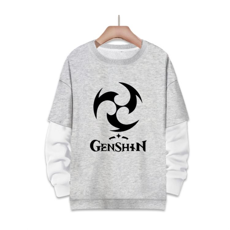 Genshin Impact   Anime fake two-piece thick round neck sweater from S to 3XL