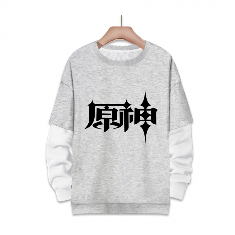 Genshin Impact   Anime fake two-piece thick round neck sweater from S to 3XL