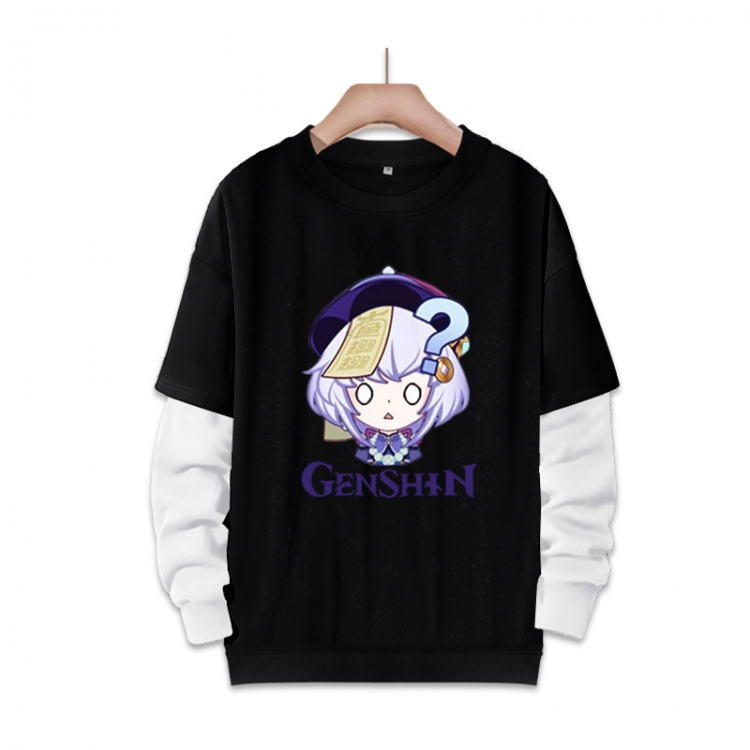 Genshin Impact   Anime fake two-piece thick round neck sweater from S to 3XL