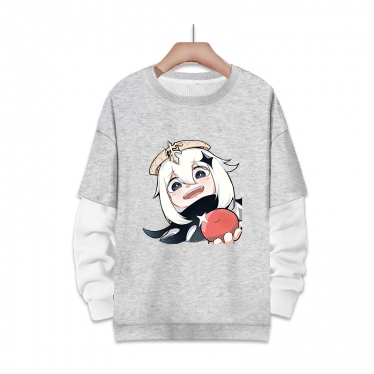 Genshin Impact   Anime fake two-piece thick round neck sweater from S to 3XL