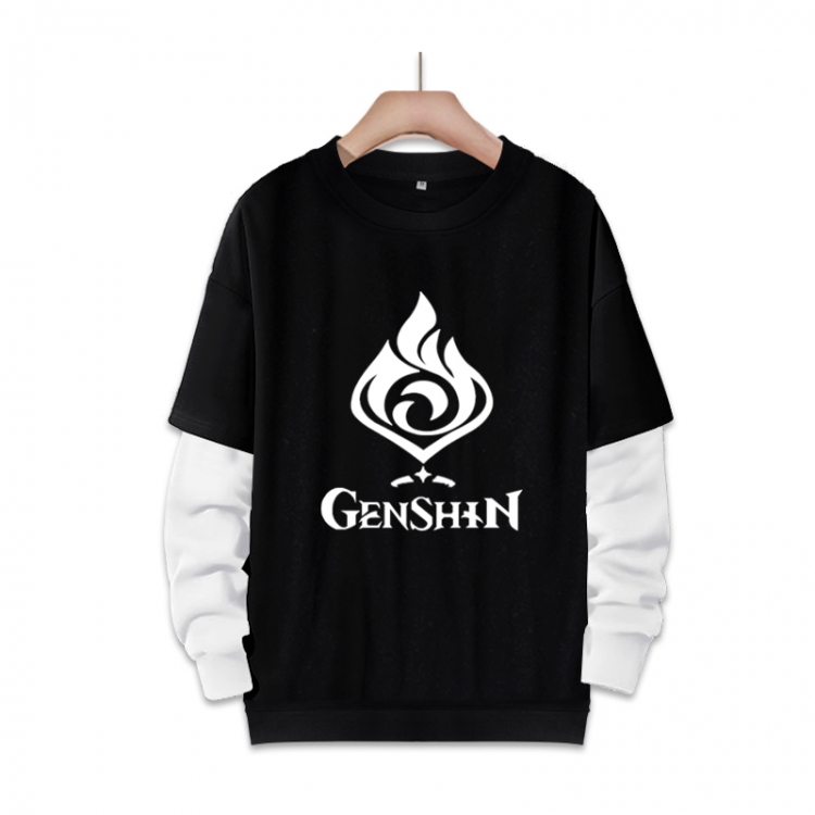 Genshin Impact   Anime fake two-piece thick round neck sweater from S to 3XL