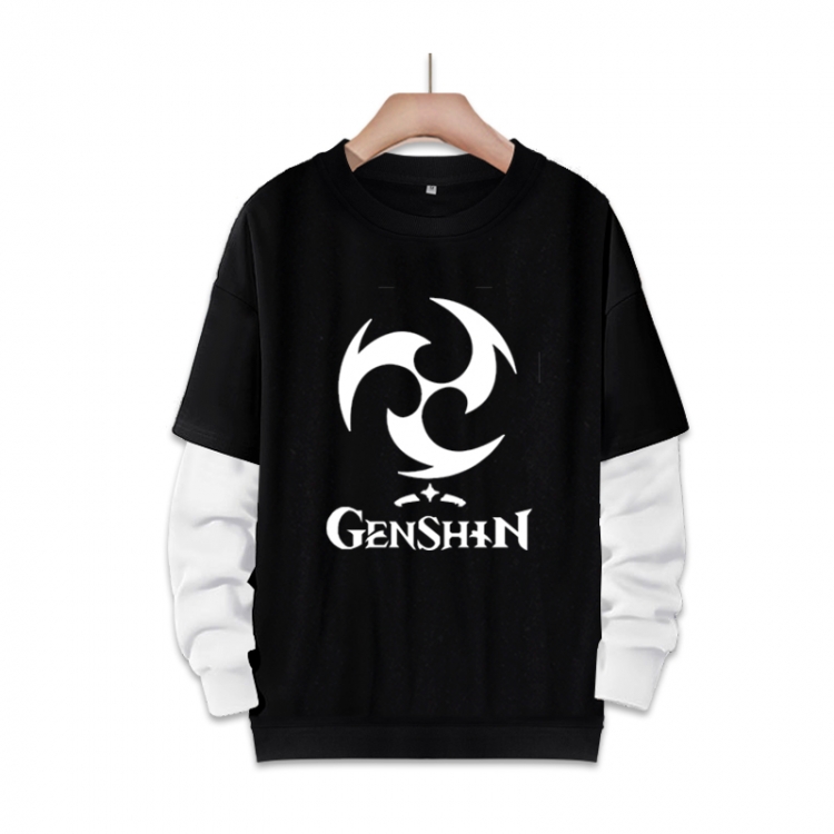 Genshin Impact   Anime fake two-piece thick round neck sweater from S to 3XL