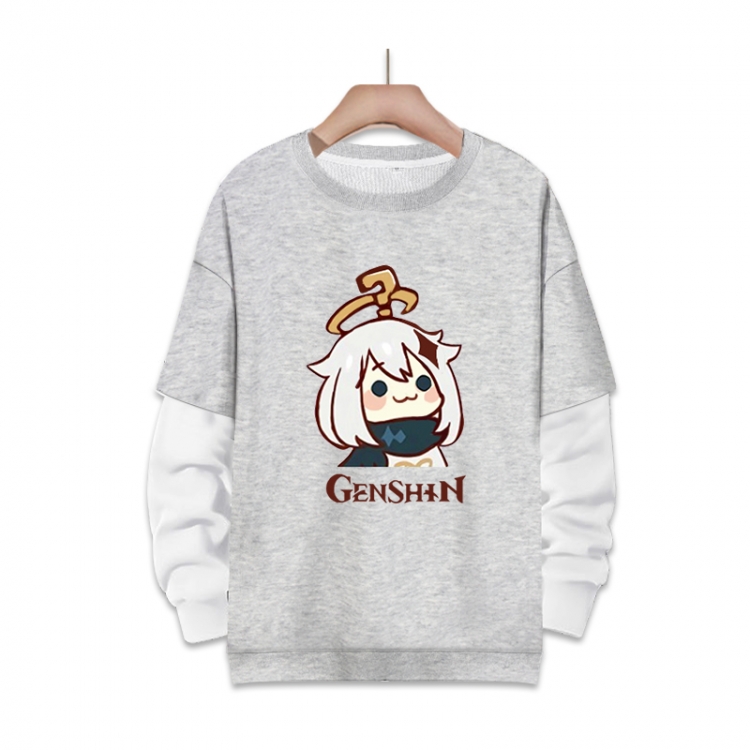 Genshin Impact   Anime fake two-piece thick round neck sweater from S to 3XL