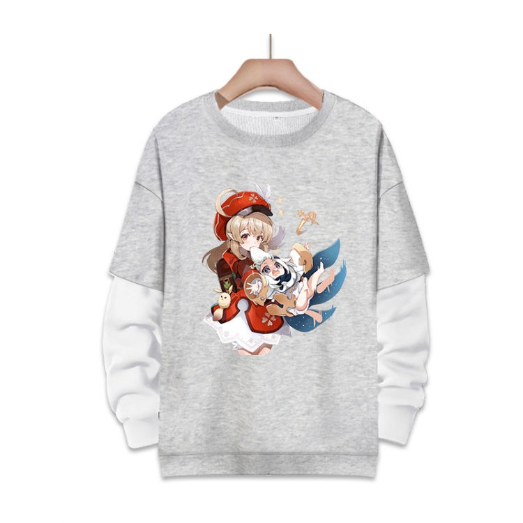 Genshin Impact   Anime fake two-piece thick round neck sweater from S to 3XL