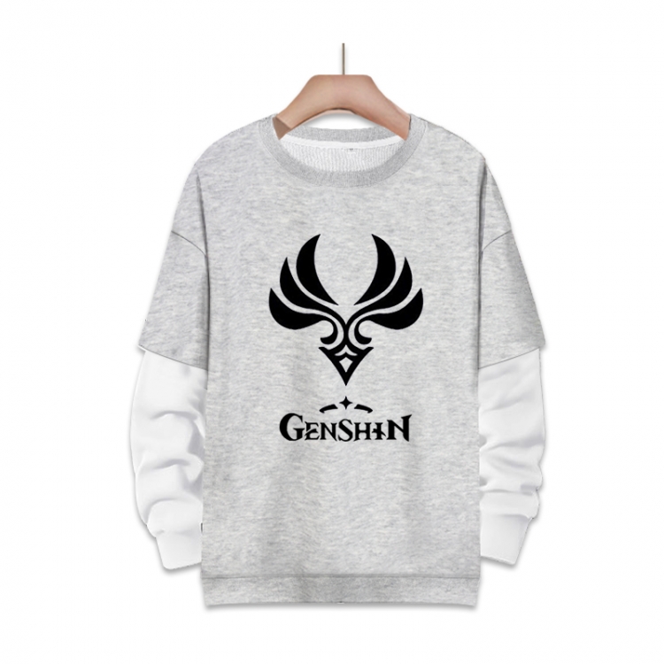 Genshin Impact   Anime fake two-piece thick round neck sweater from S to 3XL