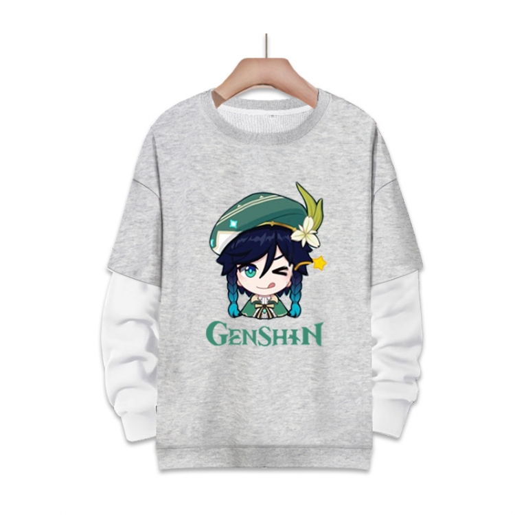 Genshin Impact   Anime fake two-piece thick round neck sweater from S to 3XL