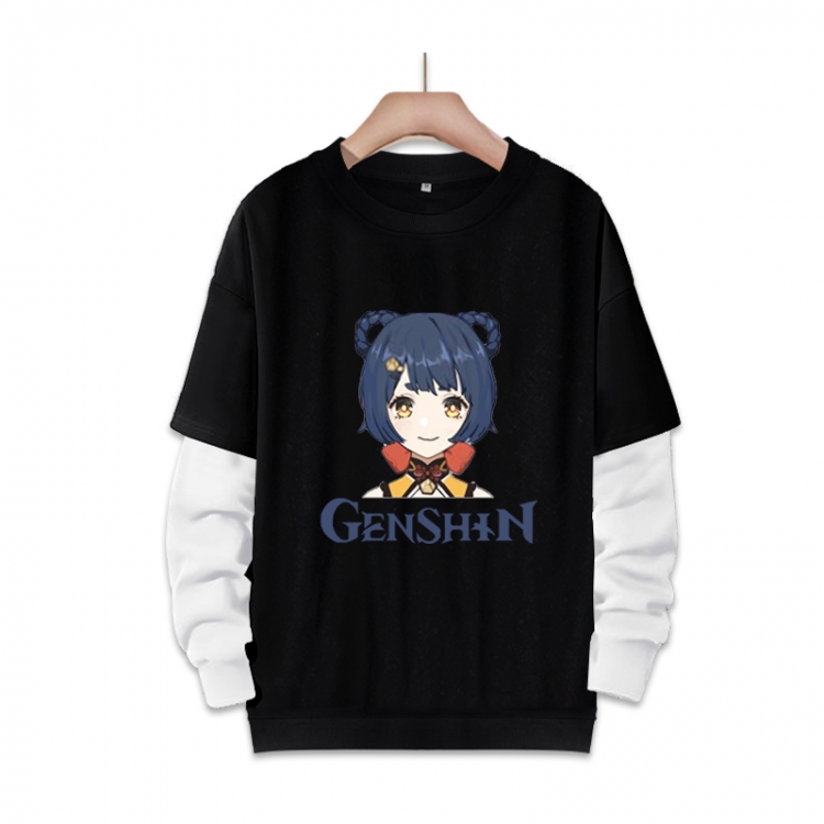 Genshin Impact   Anime fake two-piece thick round neck sweater from S to 3XL