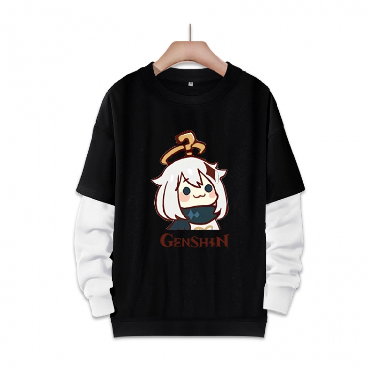 Genshin Impact   Anime fake two-piece thick round neck sweater from S to 3XL