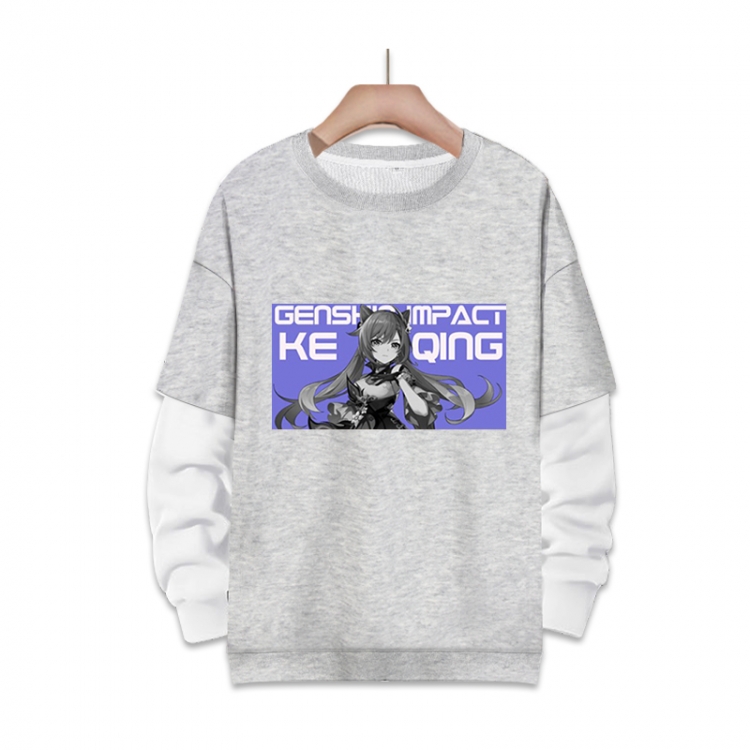 Genshin Impact   Anime fake two-piece thick round neck sweater from S to 3XL