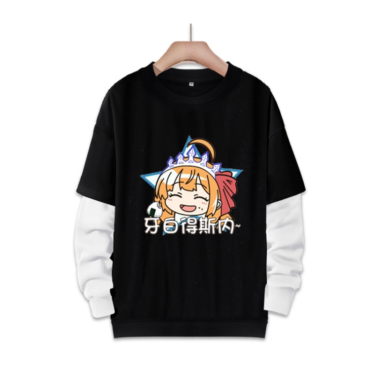 Genshin Impact   Anime fake two-piece thick round neck sweater from S to 3XL