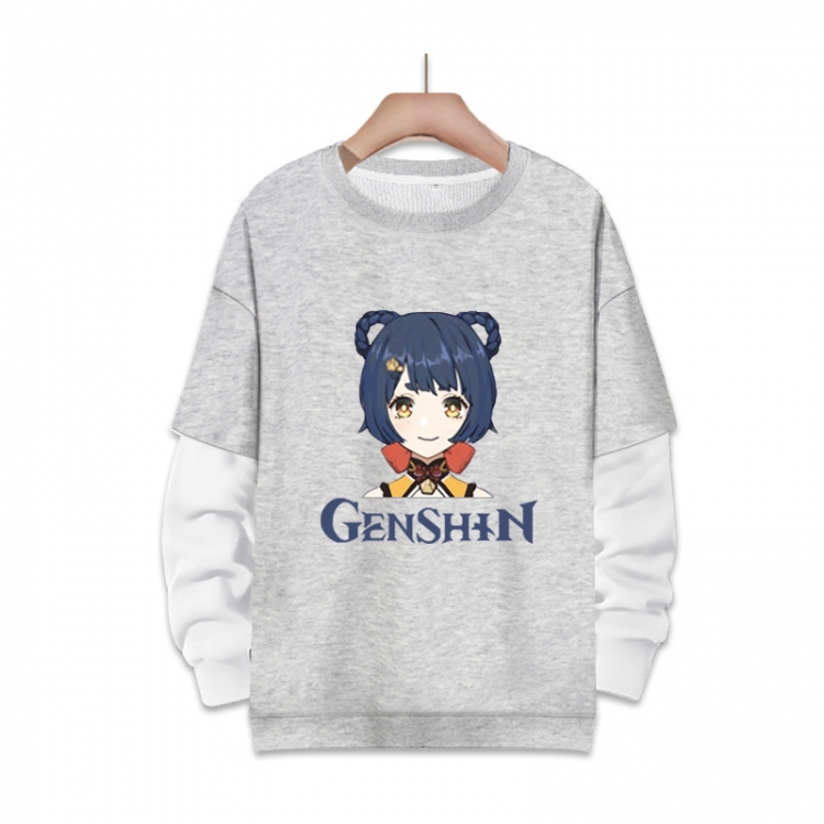 Genshin Impact   Anime fake two-piece thick round neck sweater from S to 3XL