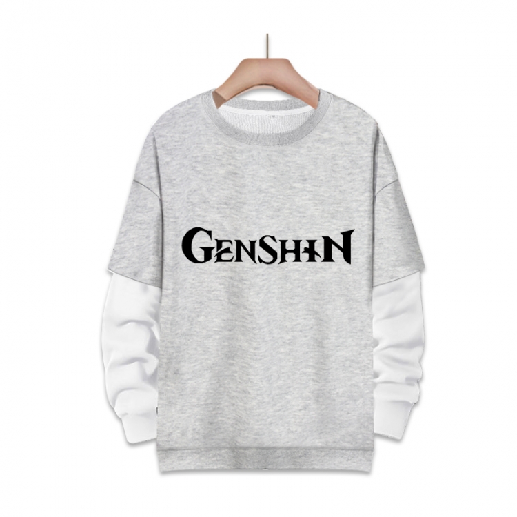 Genshin Impact   Anime fake two-piece thick round neck sweater from S to 3XL