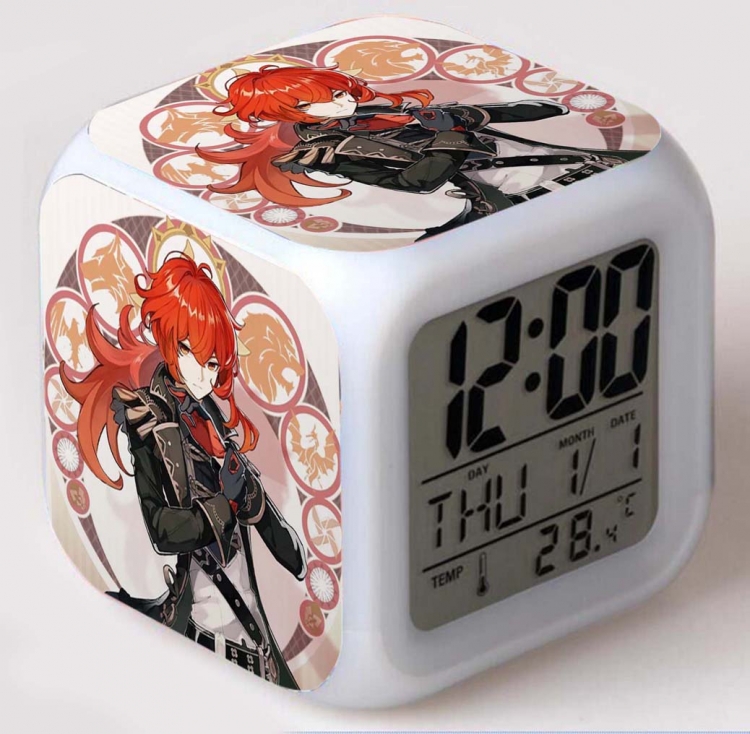 Genshin Impact  Colorful mood color changing boxed alarm clock